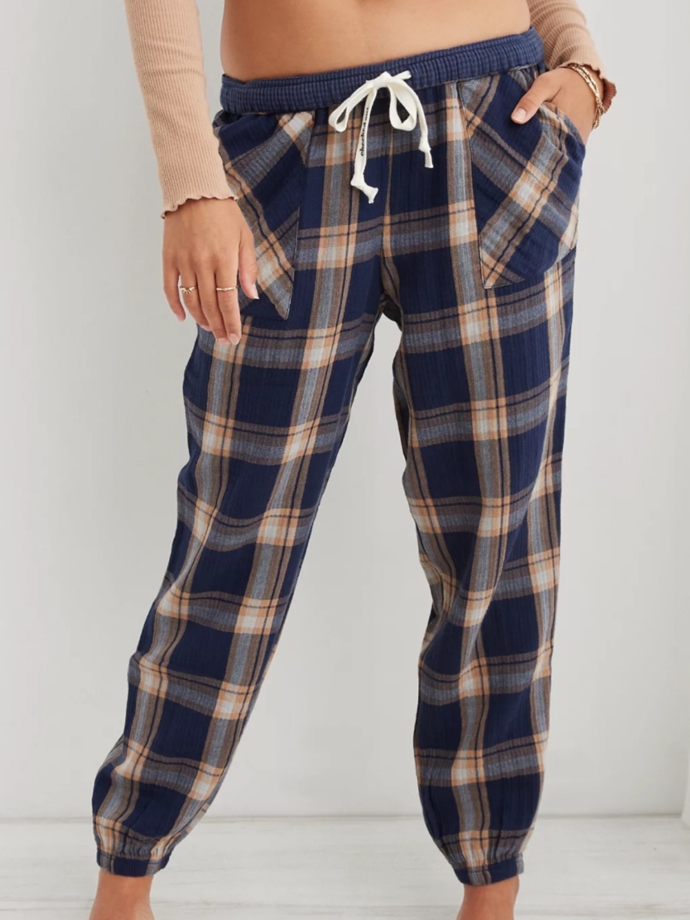 Aerie Soft Gauze Plaid Pajama Joggers